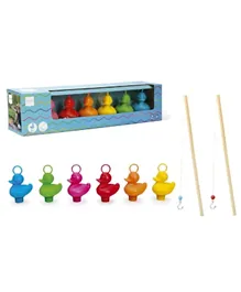 Scratch Europe Set Of 6 Fishing Ducks With 2 Rods - Multicolour
