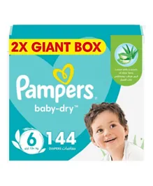 Pampers Baby-Dry Taped Diapers Size 6 - 144 Baby Diapers