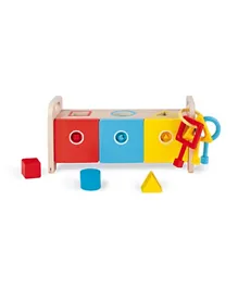 Janod 2 In 1 Essential The Key Box Early Years Educational Wooden Game - 9 Pieces
