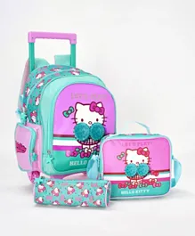 Hello Kitty Classic Trolley Backpack + Lunch Bag + Pencil Case Set - 14 Inches