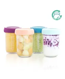 Babymoov Glass Baby Bowls Airtight Food Storage Containers - 4 x 220 mL