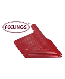 FEELINGS Plastic Hanger Arch Set, Sleek Design, Robust, Smooth Edges, 41.5 x 20.5 cm, Red - Pack of 24