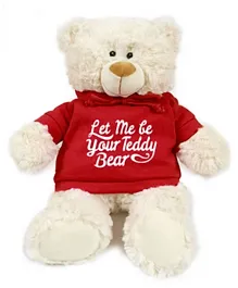 Fay Lawson Cream Bear with Let Me be Your Teddy Bear Print on Hoodie Red- 38 cm