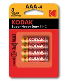 Kodak Super Heavy Duty Zinc AAA Batteries - 4 Pieces