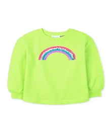 The Children's Place Rainbow Sequin Sweatshirt - Neon Sweet Lime