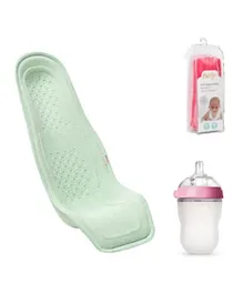 Bundle for Baby Care Essential  - Alpremio Feeding seat + Comotomo Feeding Bottle + Anti Bacterial Baby Wrap - Pack of 3