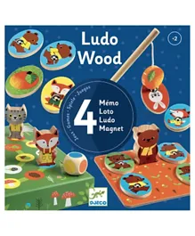 Djeco 4 in 1 Ludo Wood Games - Blue