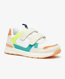 Juniors Colourblocked Sneakers With Hook And Loop Closure - Multicolor
