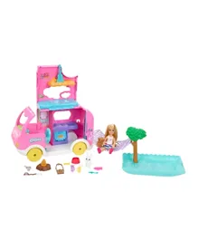 Barbie Chelsea  2-in-1 Camper Playset with Chelsea Small Doll & Accessories - 19 Pieces