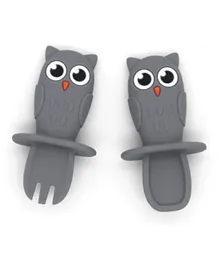 Factory Price The Baby Owl Spoon and Fork Set- Grey