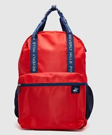 Beverly Hills Polo Club Logo Embroidered Backpack Red - 18 Inches