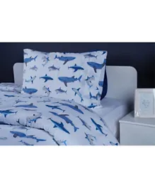طقم غطاء لحاف القرش من بان هوم مكون من قطعتين - أزرق
