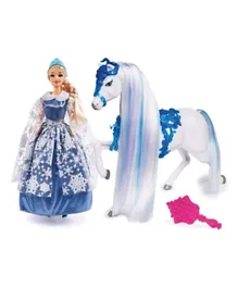 Grandi Giochi Princess Ice Queen With Horse - 30cm