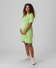 Mamalicious Collar Neck Buttoned Cuffs Maternity Dress - Green