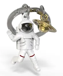 Metalmorphose Keyring - Astronaut With Black Screen & Golden Saturn Charm