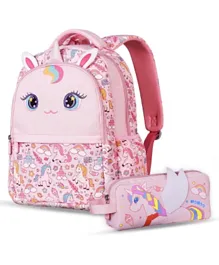 Nohoo Kids School Bag with Pencil Case Combo Unicorn Pink - 16 Inches