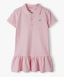 Minoti Embroidered Pique Ruffled Polo Dress - Pink