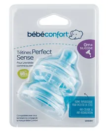 Bebeconfort Wide-Base Teat Perfect Sense Silicone Size Small Pack of 2 - Transparent