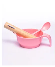 Tiny Hug Feeding Set Bowl, Spoon & Food Masher - Pink