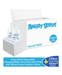 Angry Bird Disposable Changing Mats Value Pack 240 Pieces + 2 Hand Sanitizer 500ml - Blue