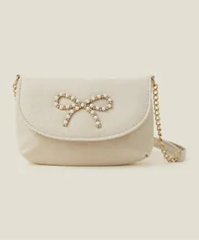 Monsoon Children R Pearl Bow Bag-White and Gold