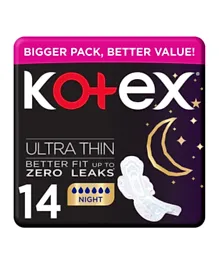 Kotex Ultra Thin Pads Night with Wings Twin Pack Sanitary Pads - 14 Pieces