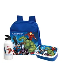 Essmak Marvel Avengers Personalized Backpack Set Blue - 11 Inches