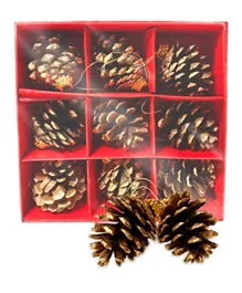 Christmas Magic Natural Pine Cones Pack of 9 - Golden