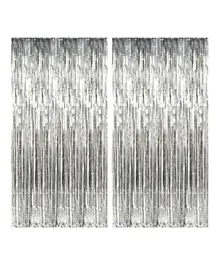 Party Propz Foil Curtain Decoration  Silver - Pack of 2