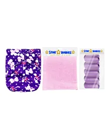 Star Babies Pack of 5 Scented Bags, Reusable Swim Diaper & Towel - Purple