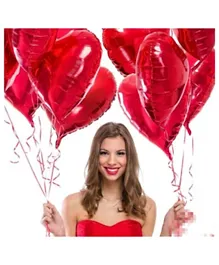 Party Propz Beautiful Red Heart Shaped Foil Balloons - Pack of 5