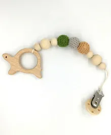 Factory Price Wooden Eco-Friendly Teether with Pacifier Clip Tortoise - Multicolor