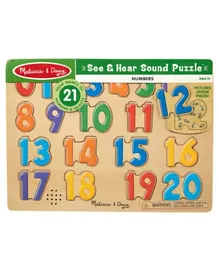 Melissa & Doug Wooden Numbers Sound Puzzle Pack of 21 - Multicolour