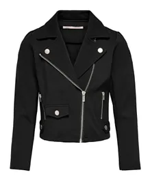 Only Kids Collar Neck Leather Jacket - Black