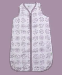 Kaarpas Premium Organic Cotton 2- Layer Muslin Baby Sleeping Bag With Charming Pattern Of Circle - Pastel Purple