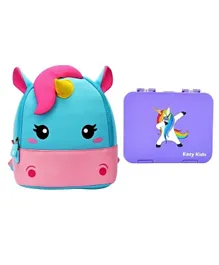 Nohoo Unicorn Bag and Bento Lunch Box Blue - 10 Inches
