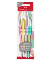 Faber Castell Grip Paint Brushes Round and Flat Combination Pastel - 4 Pieces