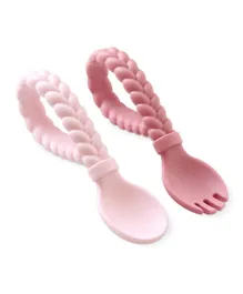 Itzy Ritzy Sweetie Looped Spoon And Fork Set - Pink