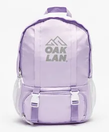 Oaklan by ShoeExpress Logo Print Backpack with Adjustable Shoulder Straps Lilac - 17 Inch