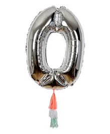 Meri Meri Fancy  Number Balloon 0 Silver - 40 Inches