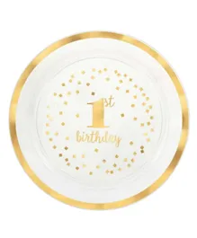 Party Centre 1st Birthday Plastic Round Tray - Gold