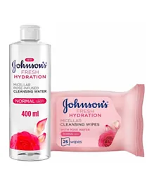 Johnson’s Fresh Hydration Cleansing Water 400ml with 25 Wipes