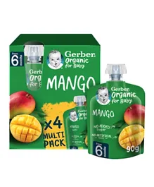 Gerber Organic Mango Baby Puree Pack of 4 - 90g Each