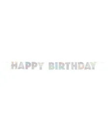 Iridescent Foil Happy Birthday Banner - Silver