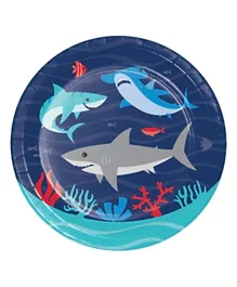Creative Converting Shark Party Luncheon Plates Pack of 8 - Blue