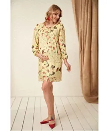 فستان بطبعة زهور للحوامل من بيلا ماما - أصفر فاتح