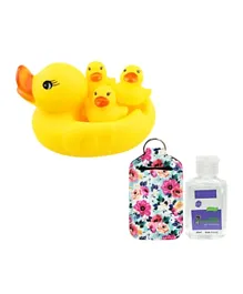 Star Babies Squeaky Duck Pack of 5 with Free Water Wipes & 85ml Hand Sanitizer - Yellow
