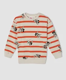 DeFacto Mickey Mouse Striped Sweatshirt - Multicolour