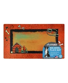 Dry Mate Dog Bowl Place Mat - Swirl Border And Red House