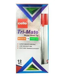 Cello Trimate Ball Pen 1.0 mm Red - 12 Pieces